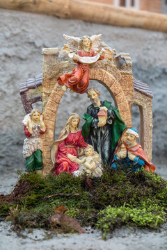 SUTRIO, ITALY - DECEMBER 28, 2015: Hand-made Christmas nativity scene