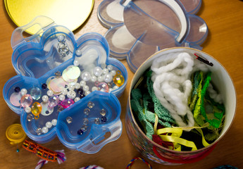 needlework. woven bracelets from ribbons, woven bracelets from beads. needlework accessories,hobby needlework