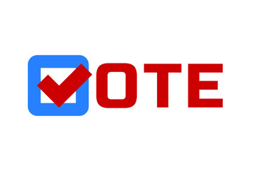 US American presidential election 2020. Vote word with check mark symbol. Patriotic element for poster, card, banner and background. Vector illustration