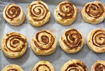 Cinnamon buns, before baking.