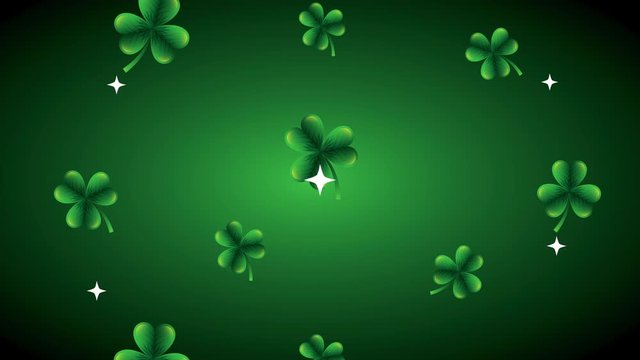 st patricks day animated card with clovers pattern