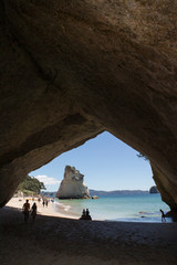 Coromandel New Zealand Cathedral Cove Hahei. Coast. Rocks and cave. Beach