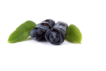 Honeysuckle berries isolated on white