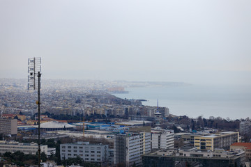 Thessaloniki city view in cloudy  from the mountain