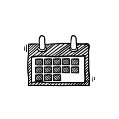 hand drawn calendar icon illustration with doodle line art style vector isolated