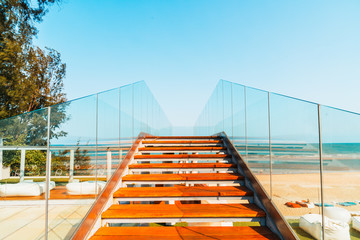 walkway and stair with ocean sea view point background