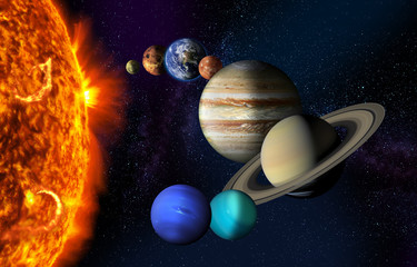 Sun and the planets of the Solar system © Anterovium