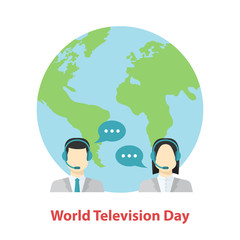 World television day . TV presenters man and female