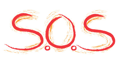 SOS hand writing illustration