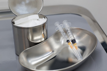 Syringe、Medical instruments in hospital operating room