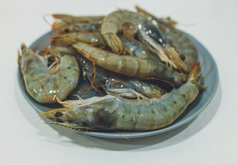 huge tiger prawns on a plate