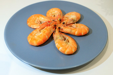 huge tiger prawns on a plate