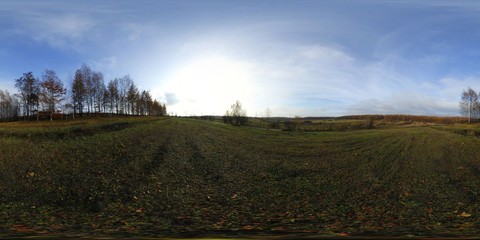 Fototapeta na wymiar Spherical Panorama Autumn Fields