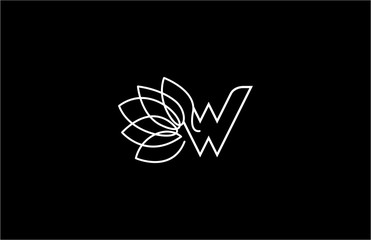 Initial Letter W Linked Monogram Linear Lotus Logotype