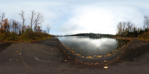 Hazy Sky Over the Pond HDRI Panorama