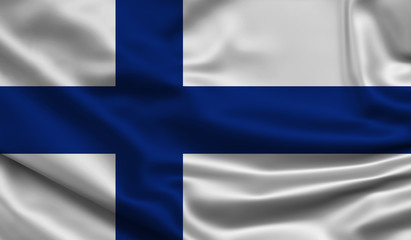 Finland Waving flag.  Silk texture. 3d Illustration.