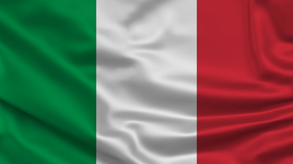Italy waving flag. Silk texture. 3d Illustration.