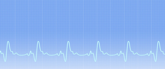 Blue background with ecg line. Illustration of the ekg waves activity. Medical web sites with copy space. Health care banner.