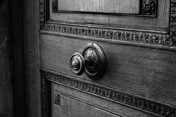 the old brass door handle
