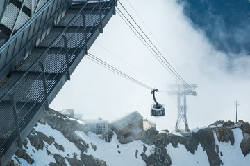 The cableway is running over the clouds