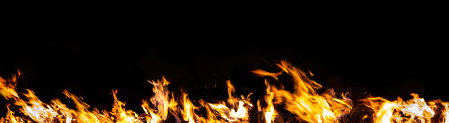 Fototapeta na wymiar Fire flames on black