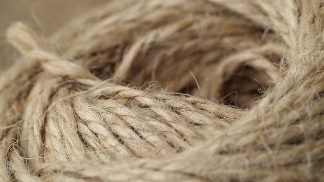 Jute burlap rustic twine string rope cord. Close up.