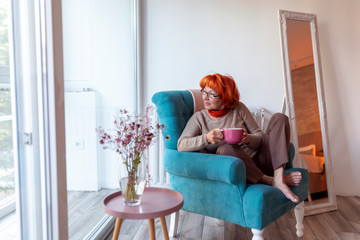 Senior woman drinking tea