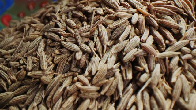 aromatic jeera seeds in bowl on light background macro