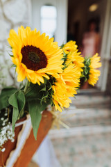 bouquet of sunflower in vase