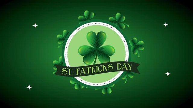 st patricks day animated card with lettering and clovers