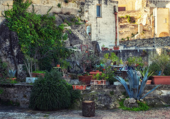 Beautiful yard in Matera old town, Italy