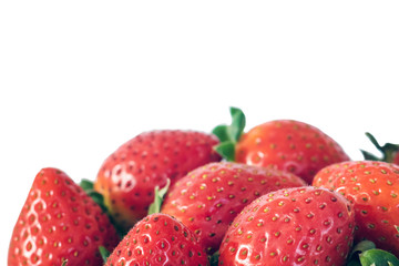 Large ripe strawberries on a white background