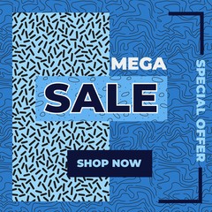Mega sale all items banner template design, end of trendy special banner. Vector illustration