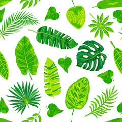 Fototapeta na wymiar Jungle leaves seamless pattern. Vector illustration.