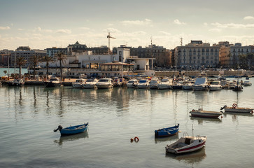 Fototapeta na wymiar Boats in port of Bari, Italy