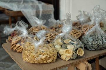 Fresh handmade typical Orecchiette pasta in Bari, Italy