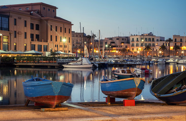Fototapeta premium Old fishing boats in Bari, Italy