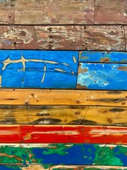 Colourful wooden planks wall texture