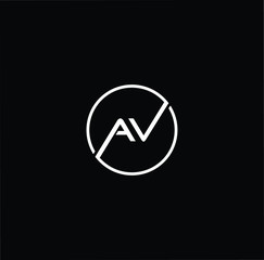 Outstanding professional elegant trendy awesome artistic black and white color AV VA initial based Alphabet icon logo.