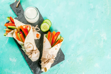 Yogurt and vegetable wraps