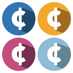 Cent Symbol Icons With Long Shadow