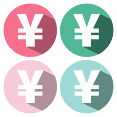 Obraz premium Vector currency designation. Sign of yena with long shadow.