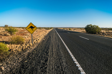 Kangaroo Sign at outback street Australia