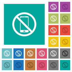 No smartphone square flat multi colored icons