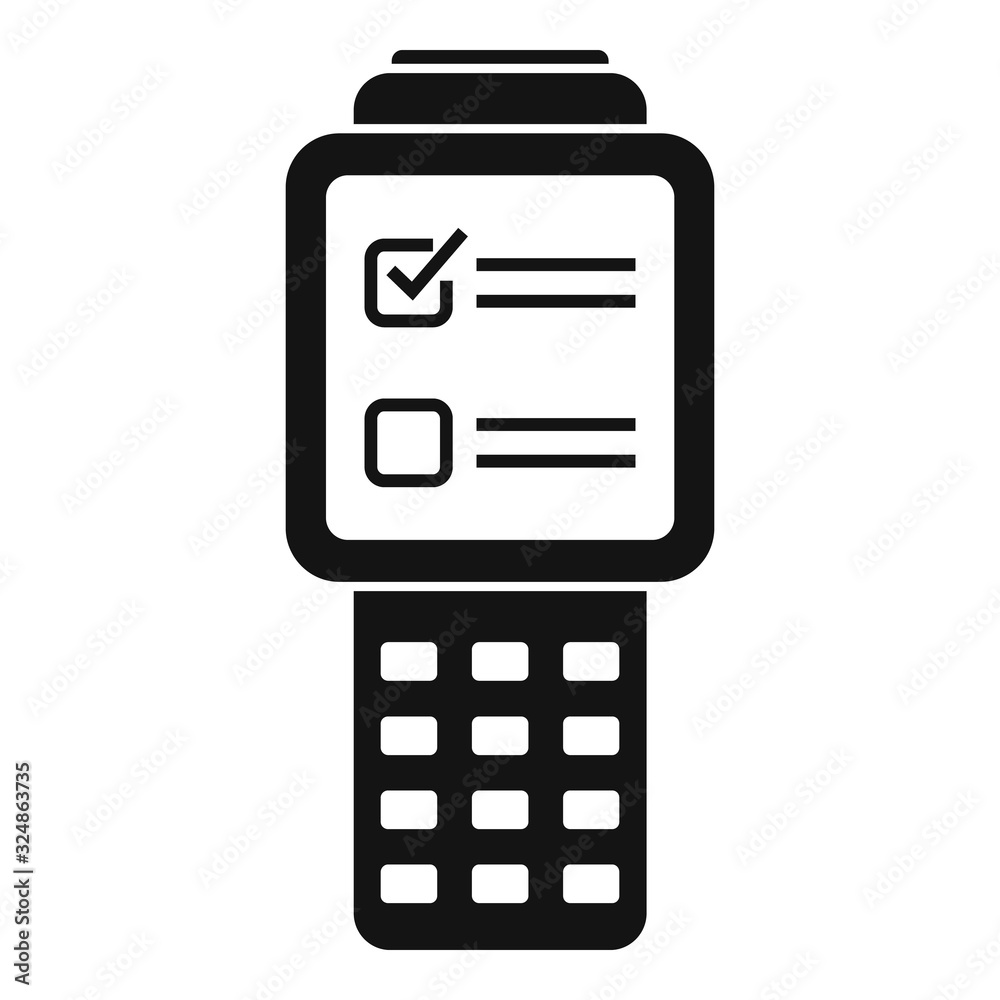 Poster inventory check device icon. simple illustration of inventory check device vector icon for web desig