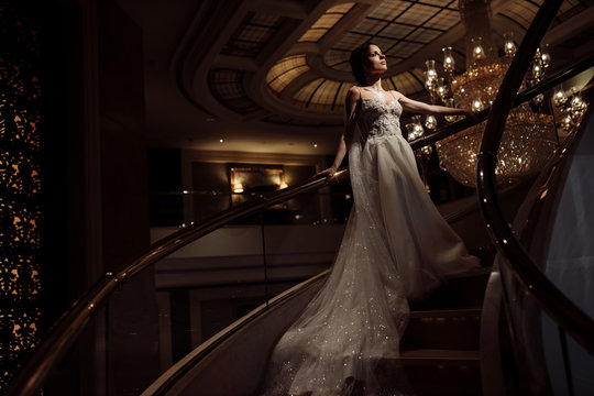 Gorgeous bride in the gold hotel