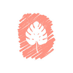 Tropical leaf on white background. Vector illustration.