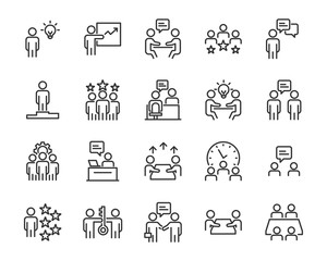 set of business icons, teamwork, working, meeting, management