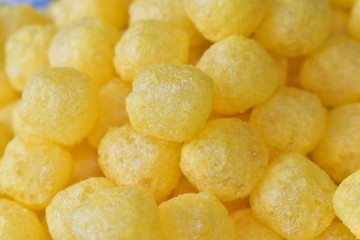 Yellow corn cheese balls yummy for beer