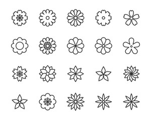 set of flower icons, floral, spring